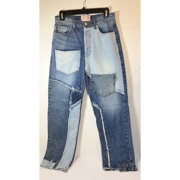 Revice Size 27 Patchwork Re done Matchmaker Love at First Sight Jeans Straight - Picture 8 of 13